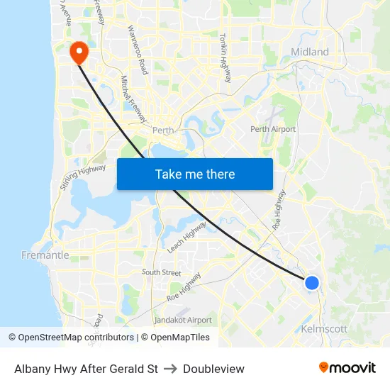 Albany Hwy After Gerald St to Doubleview map