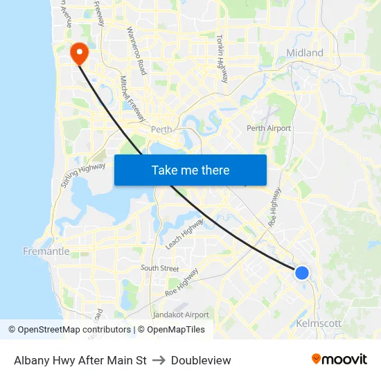 Albany Hwy After Main St to Doubleview map