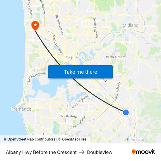 Albany Hwy Before the Crescent to Doubleview map