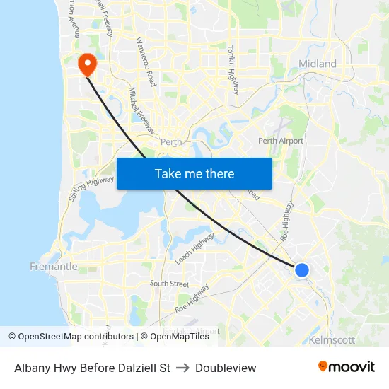 Albany Hwy Before Dalziell St to Doubleview map