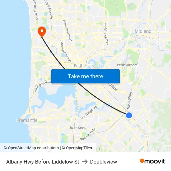 Albany Hwy Before Liddelow St to Doubleview map