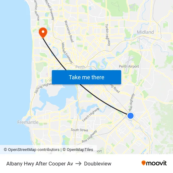 Albany Hwy After Cooper Av to Doubleview map
