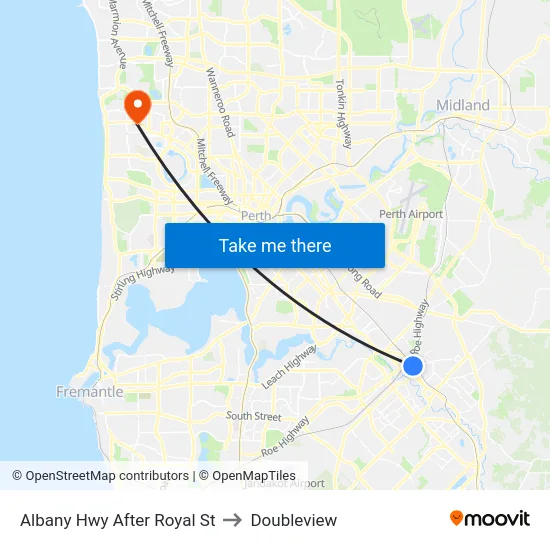 Albany Hwy After Royal St to Doubleview map