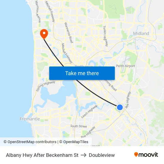 Albany Hwy After Beckenham St to Doubleview map