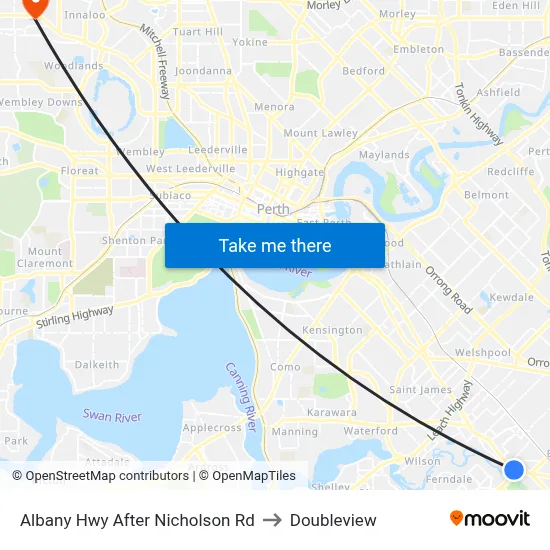 Albany Hwy After Nicholson Rd to Doubleview map