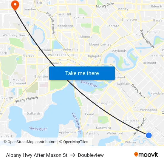 Albany Hwy After Mason St to Doubleview map
