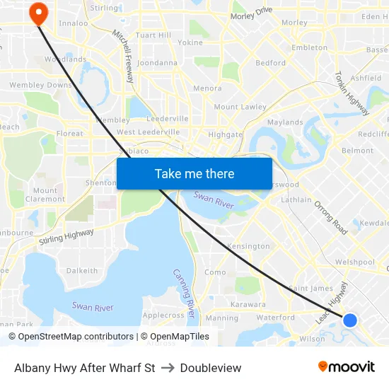 Albany Hwy After Wharf St to Doubleview map
