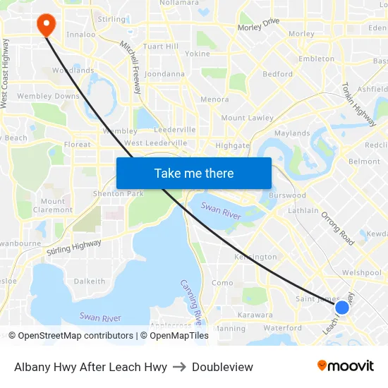 Albany Hwy After Leach Hwy to Doubleview map