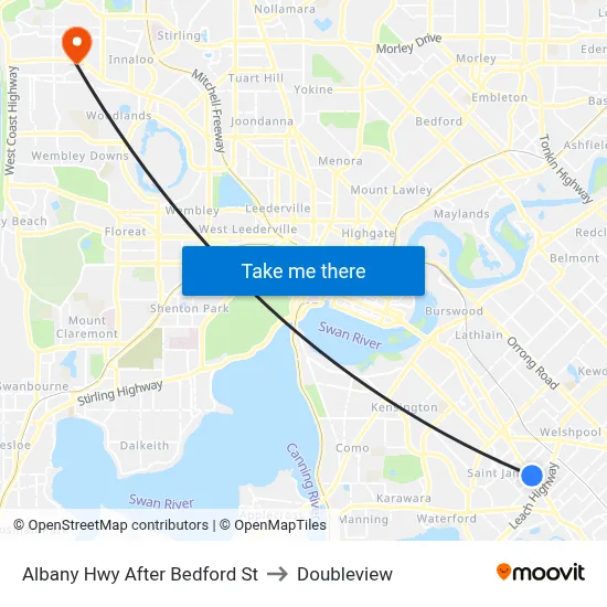 Albany Hwy After Bedford St to Doubleview map