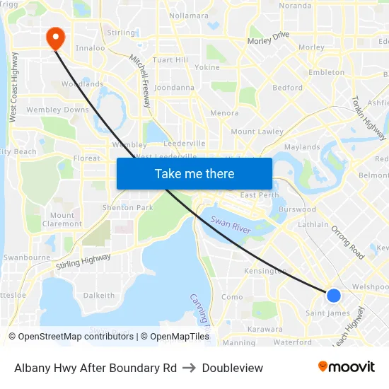 Albany Hwy After Boundary Rd to Doubleview map