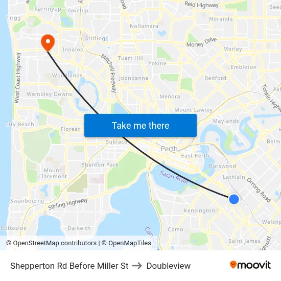 Shepperton Rd Before Miller St to Doubleview map