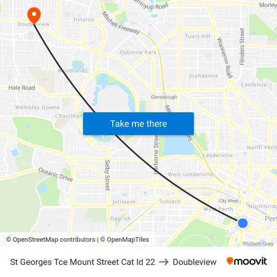 St Georges Tce Mount Street Cat Id 22 to Doubleview map