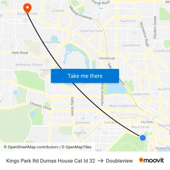 Kings Park Rd Dumas House Cat Id 32 to Doubleview map