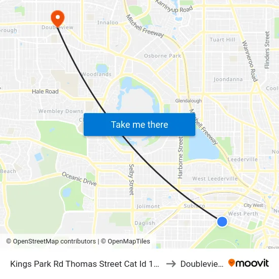 Kings Park Rd Thomas Street Cat Id 108 to Doubleview map