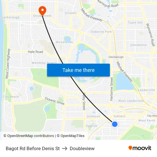 Bagot Rd Before Denis St to Doubleview map