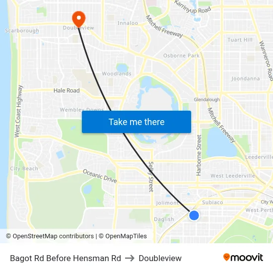 Bagot Rd Before Hensman Rd to Doubleview map