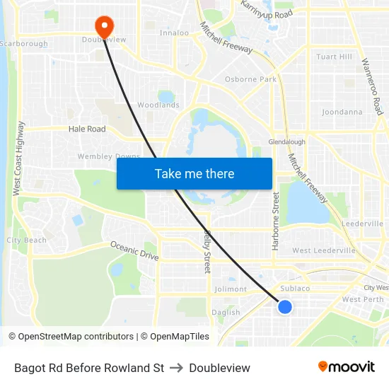 Bagot Rd Before Rowland St to Doubleview map