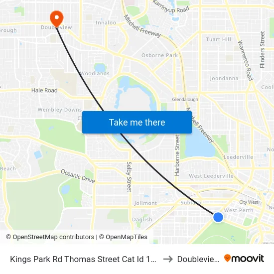 Kings Park Rd Thomas Street Cat Id 140 to Doubleview map