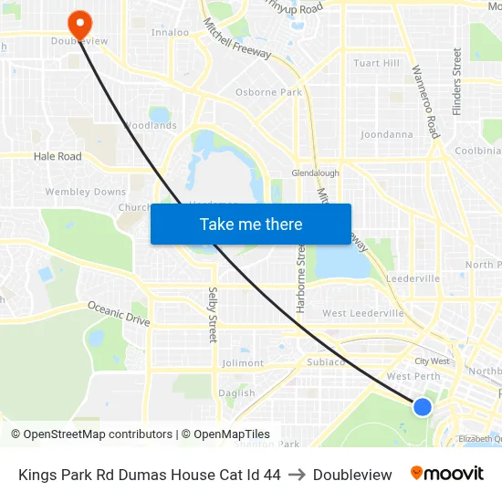 Kings Park Rd Dumas House Cat Id 44 to Doubleview map