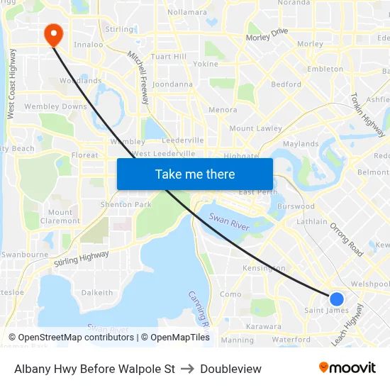 Albany Hwy Before Walpole St to Doubleview map