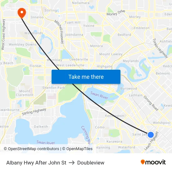 Albany Hwy After John St to Doubleview map