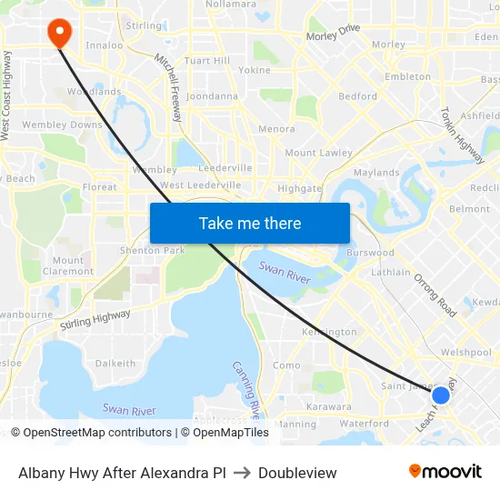 Albany Hwy After Alexandra Pl to Doubleview map