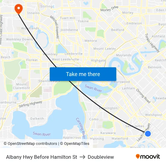 Albany Hwy Before Hamilton St to Doubleview map