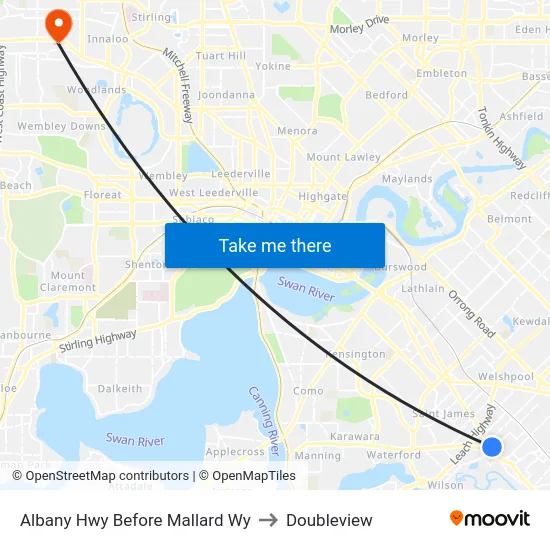 Albany Hwy Before Mallard Wy to Doubleview map