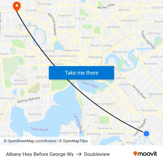 Albany Hwy Before George Wy to Doubleview map