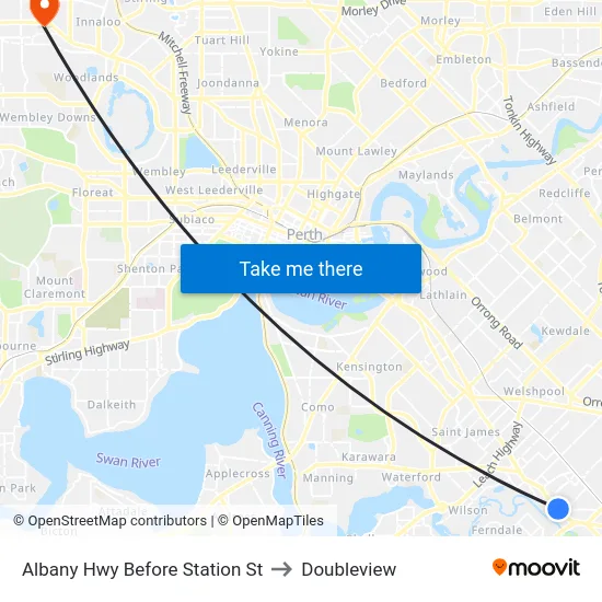 Albany Hwy Before Station St to Doubleview map
