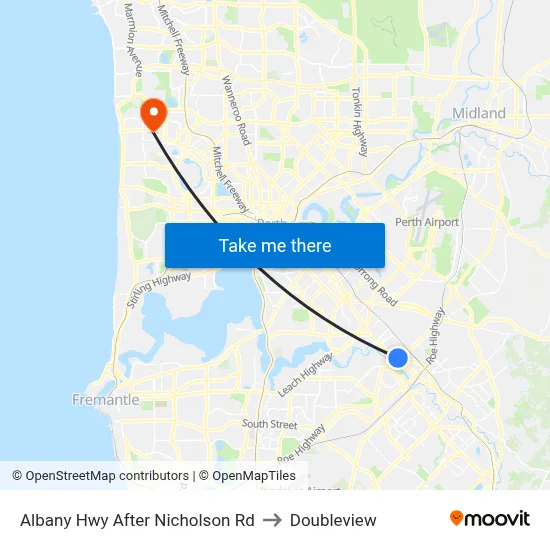 Albany Hwy After Nicholson Rd to Doubleview map