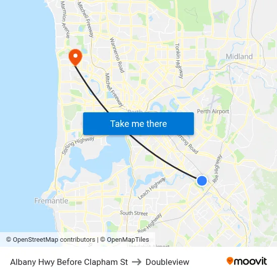 Albany Hwy Before Clapham St to Doubleview map