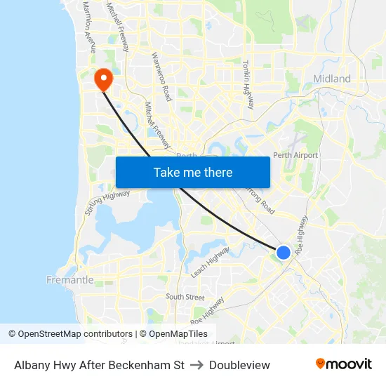 Albany Hwy After Beckenham St to Doubleview map