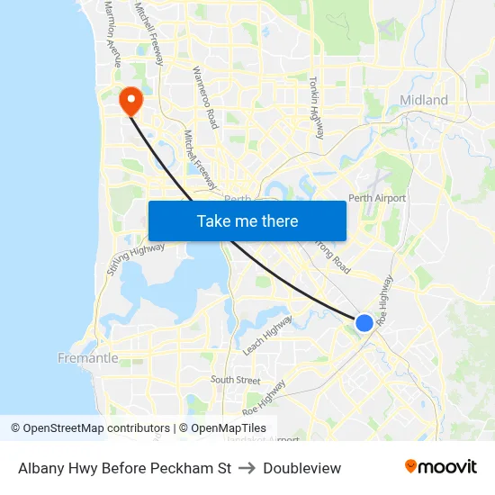 Albany Hwy Before Peckham St to Doubleview map