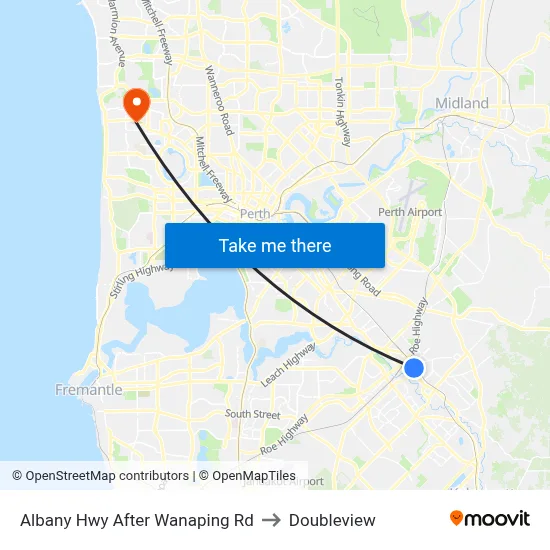 Albany Hwy After Wanaping Rd to Doubleview map