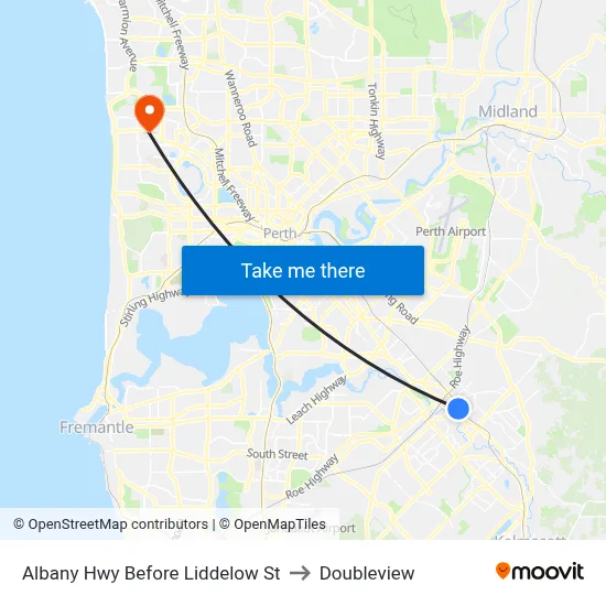 Albany Hwy Before Liddelow St to Doubleview map