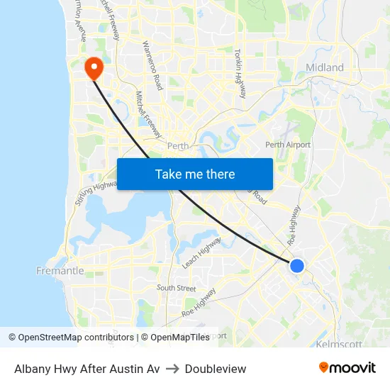 Albany Hwy After Austin Av to Doubleview map