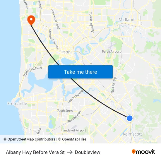 Albany Hwy Before Vera St to Doubleview map