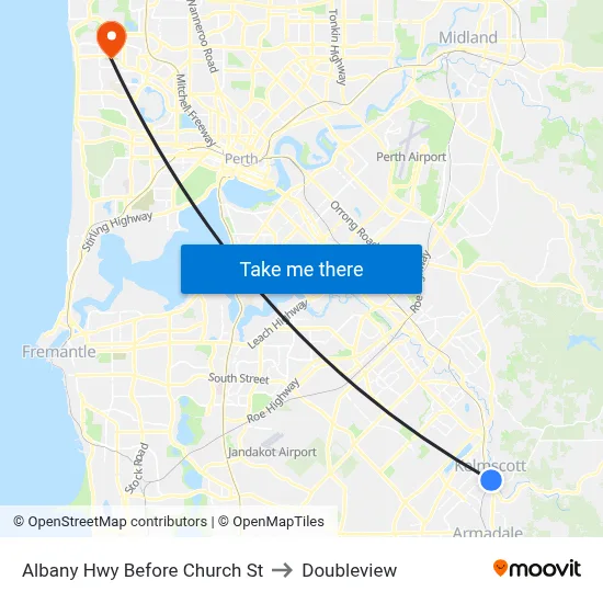 Albany Hwy Before Church St to Doubleview map