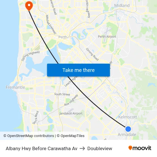 Albany Hwy Before Carawatha Av to Doubleview map
