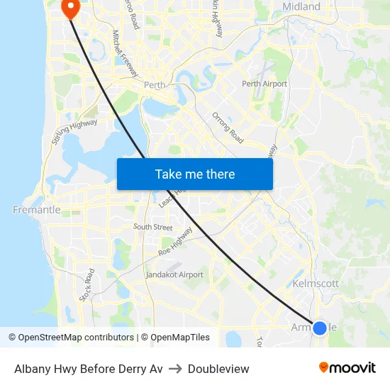 Albany Hwy Before Derry Av to Doubleview map