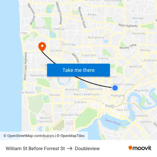 William St Before Forrest St to Doubleview map