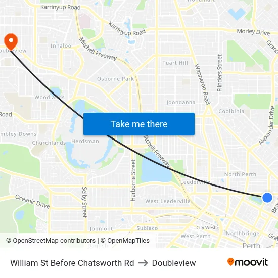 William St Before Chatsworth Rd to Doubleview map