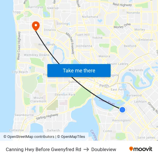 Canning Hwy Before Gwenyfred Rd to Doubleview map