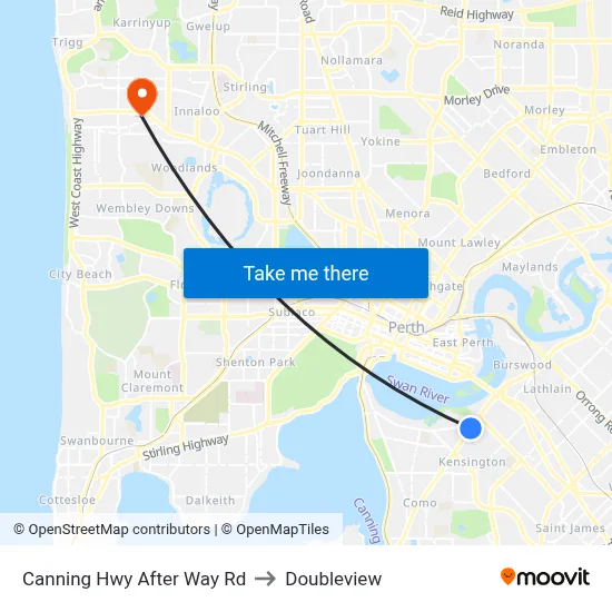 Canning Hwy After Way Rd to Doubleview map