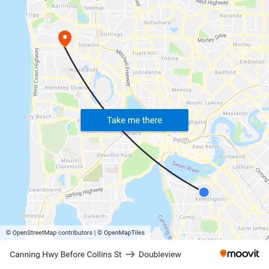 Canning Hwy Before Collins St to Doubleview map