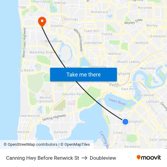Canning Hwy Before Renwick St to Doubleview map