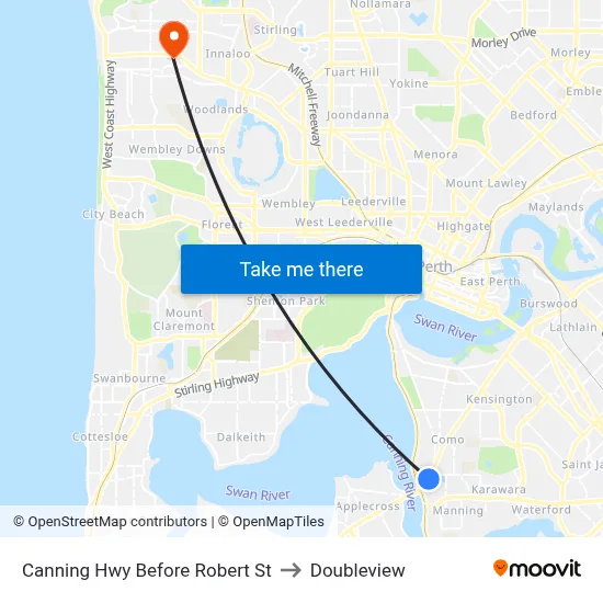 Canning Hwy Before Robert St to Doubleview map