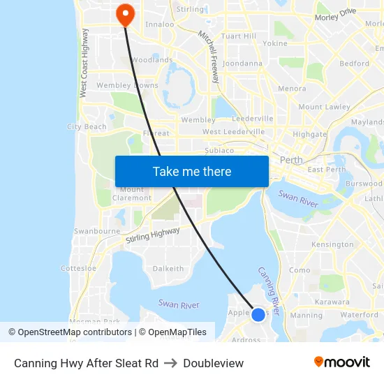 Canning Hwy After Sleat Rd to Doubleview map