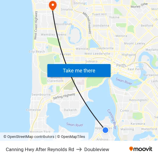 Canning Hwy After Reynolds Rd to Doubleview map